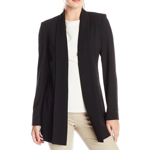Calvin Klein Soft Suiting Stretch Open-Front Blazer Jacket, Black, Size S - Picture 2 of 7